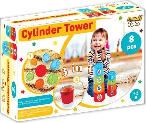 Eğitici Oyuncak 3 in 1 Silindir Kule FR55788 - Image 1