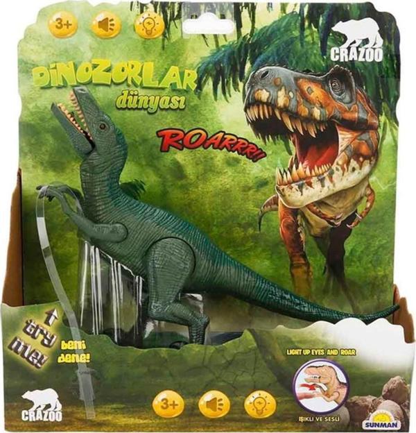 Sunman Sesli ve Işıklı Dinozor Çeşitleri 61711 Koyu Yeşil Renk - Image 1