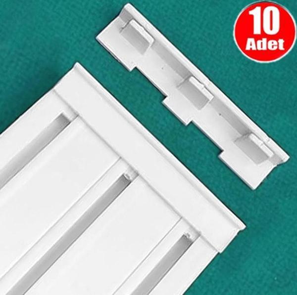 3'Lü Korniş Kapağı Geçmeli Ray Perde Son Kilidi - 10'Lu Paket - Image 1