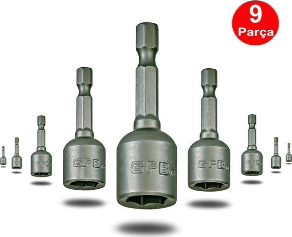 Bits Uç Lokma Somun Vidalama Matkap Ucu 9 Parça Takım(6-7-8-10-11-12-13-14-17) - Image 1