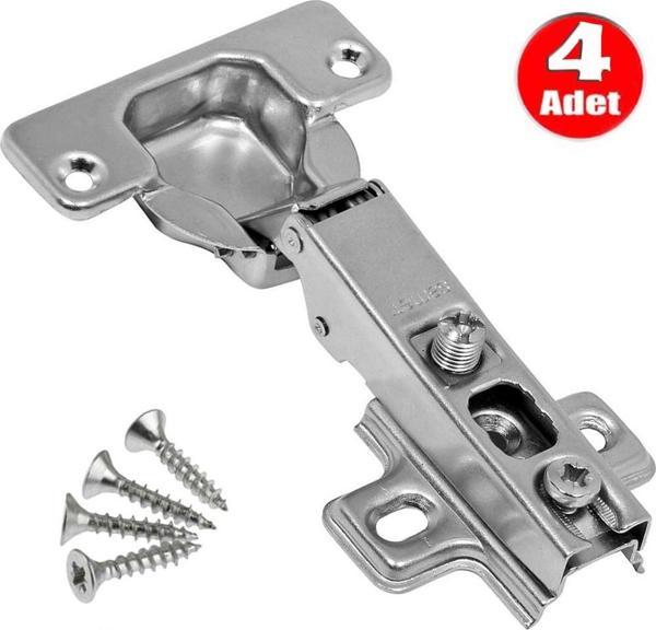 Samet Mobilya Menteşesi Dolap Kapak Tas Menteşe 4 Adet - Düz Tip - Image 1