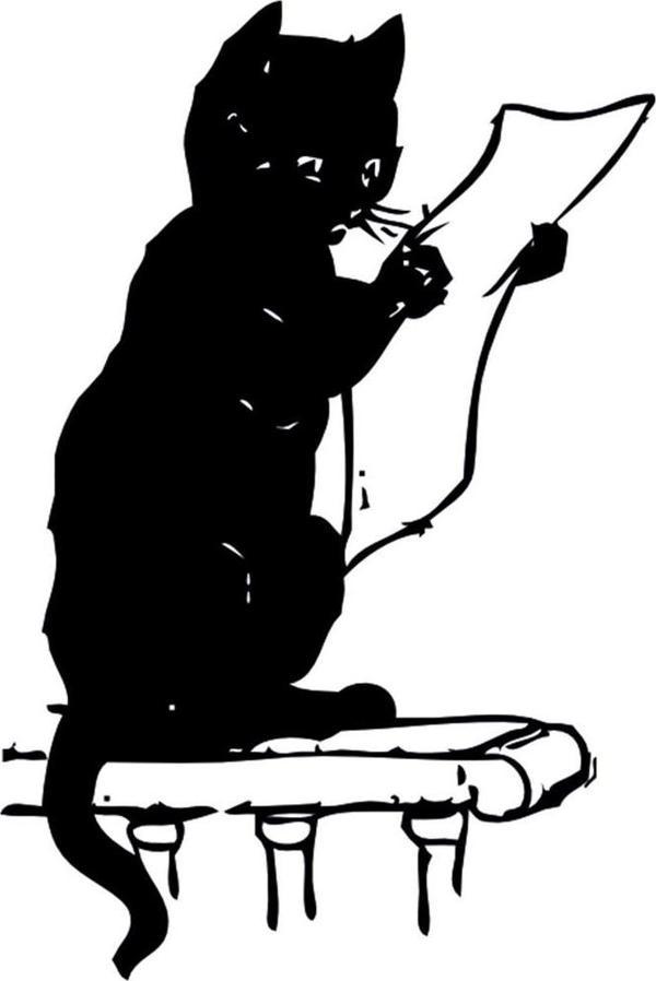 Folyo Sticker Gazete Okuyan Kedi 20cm uzunluk - Image 1