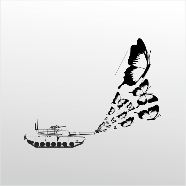Folyo Sticker Tank Ve Kelebek 130cm Uzunluk - Image 1