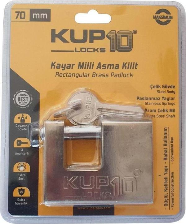 Kupa Kup10 Kayar Milli Asma Kilit Prinç Silindir 70 Mm - Extra Güçlü - Image 1