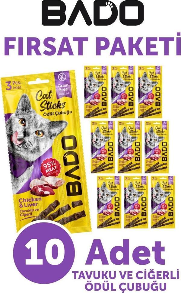 Bado Kedi Ödül Çubuğu Tavuk ve Ciğerli 3x5gr 10Lu - Image 1