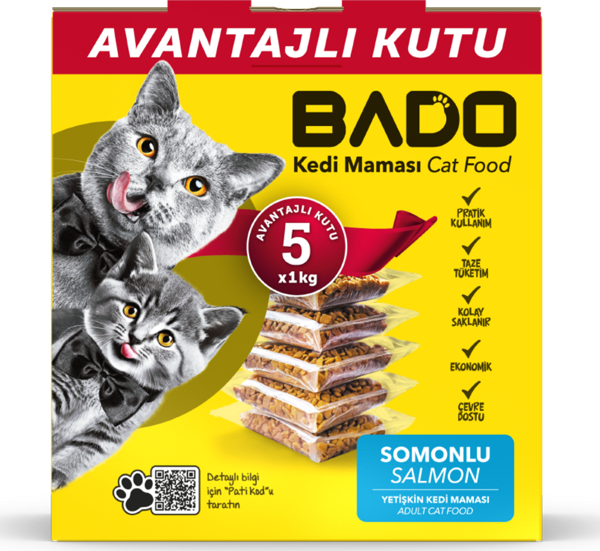 Bado Yetişkin Kedi Maması Somonlu 5x1kg - Image 1