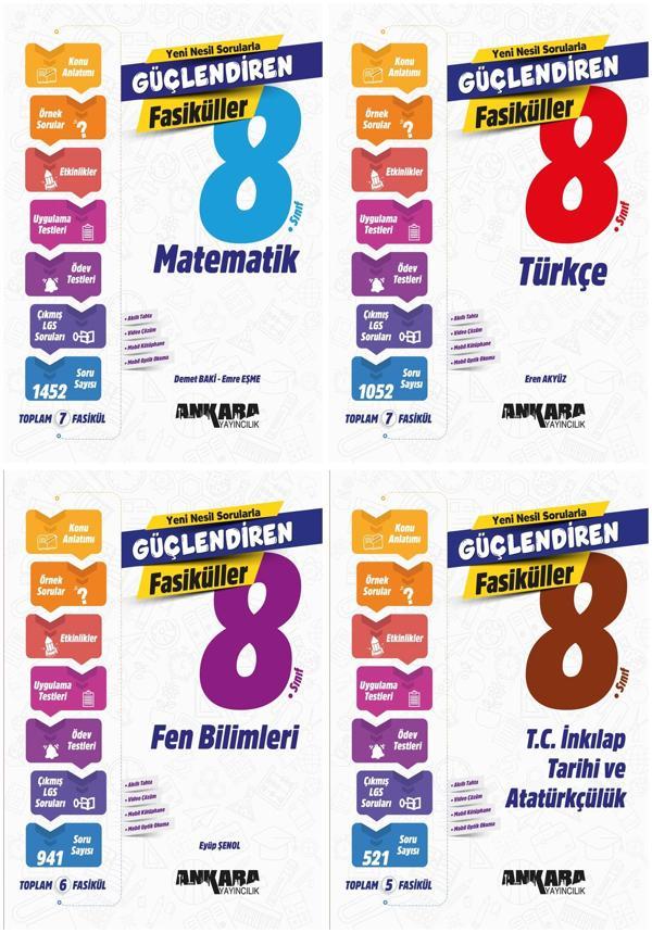 Ankara 2025 8. Sınıf Lgs Matematik + Türkçe + Fen + İnkılap Güçlendiren Fasikül Seti 4 Kitap - Image 1