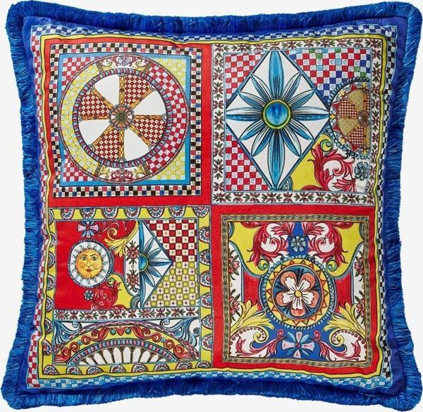 Baci Milano Sole mio Kadife Yastık 60x60 cm - Mavi - Image 1