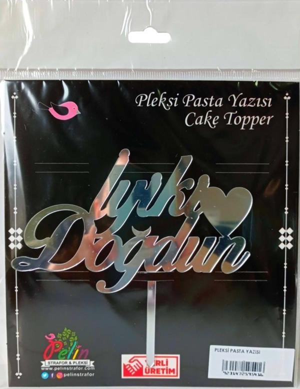 İyiki Doğdun Yazılı Aynalı Pleksi Gümüş - Image 1
