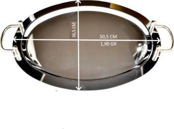 PASTALAND 50,5 CM ÇELİK TUTMALI BÜYÜK OVAL TEPSİ - Image 1