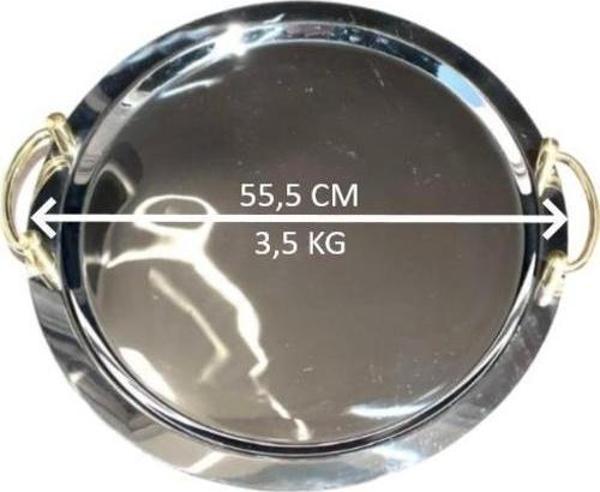 PASTALAND 55,5 CM ÇELİK TUTMALI BÜYÜK YUVARLAK TEPSİ - Image 1