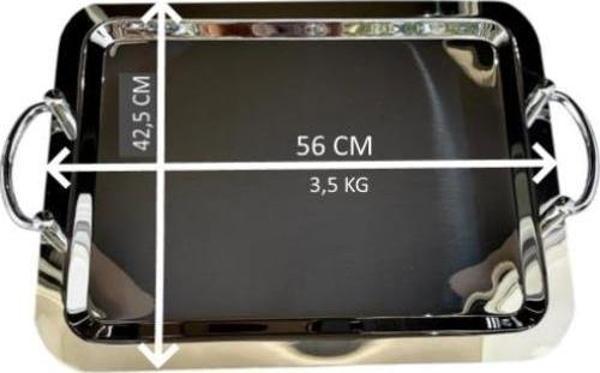 PASTALAND 56x42,5 CM ÇELİK TUTMALI BÜYÜK DİKDÖRTGEN TEPSİ - Image 1