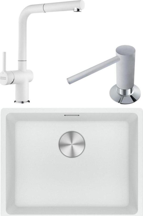 Franke Maris MRG 110-52 Granit Eviye-Active Plus 2.0 Armatür-Sıvı Sabunluk Üçlü Set Bianco - Image 1