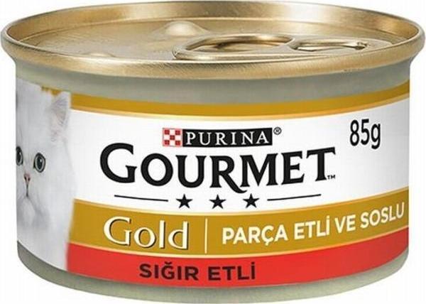 Gourmet Gold Parça Etli Soslu Sığır Etli Yetişkin Kedi Konservesi 6 Adet 85 Gr - Image 1
