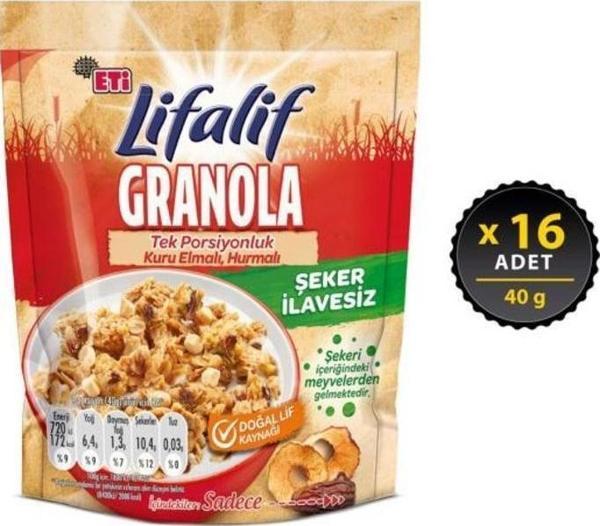 Lifalif Granola Elmalı , Hurmalı 40 g x 16 Adet - Image 1