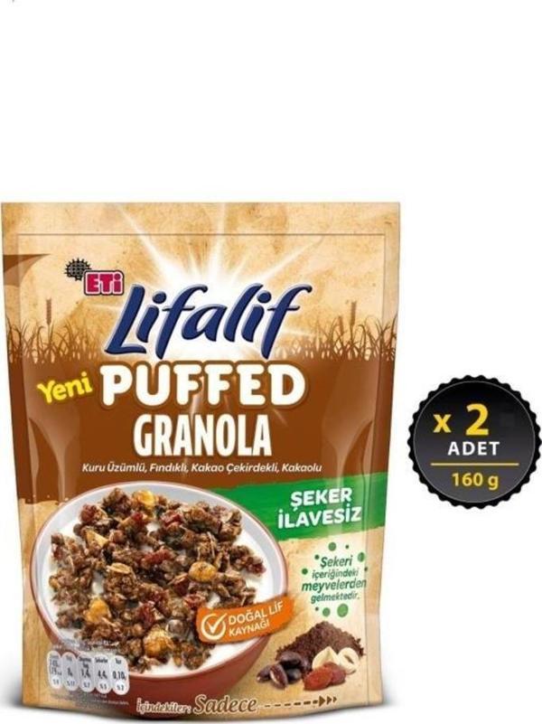 Lifalif Puffed Granola Kakao 160 g x 2 Adet - Image 1