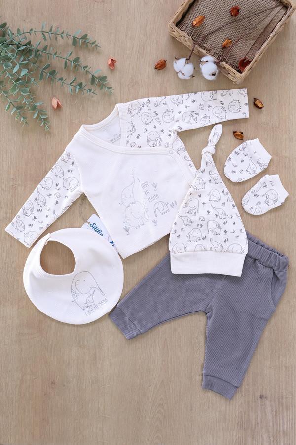 Erke Bebek Gri 5 Li Hastane Çıkışı Seti STL6557 - Image 1