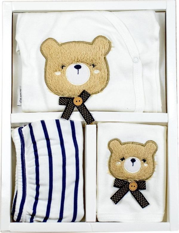 Erkek Bebek Ayıcık Lüks 5 Li Hastane Çıkışı Yenidoğan Seti STL6218 - Image 1