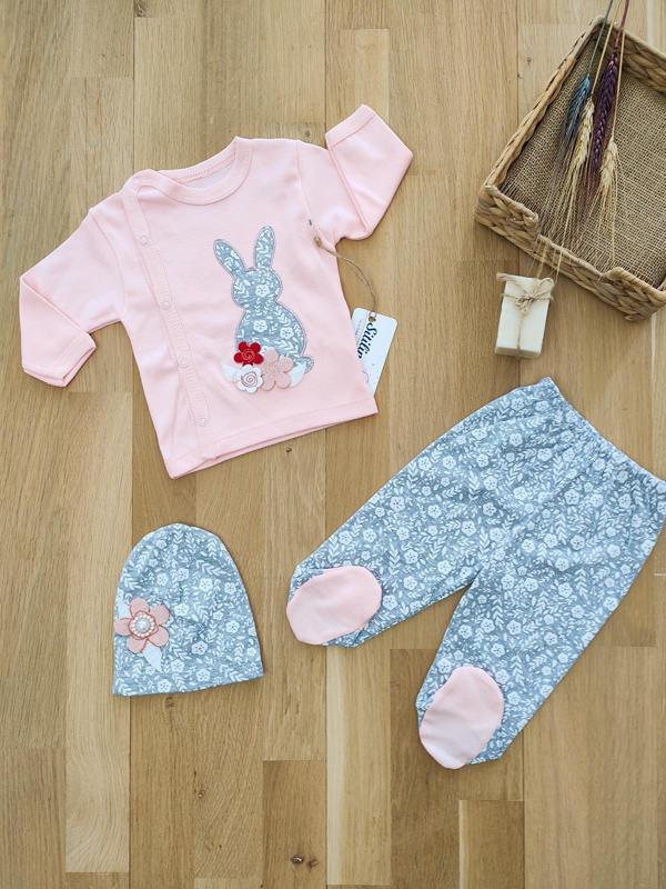 Kız Bebek 3 Lü Hastane Çıkışı Bebek Takımı Seti STL5005 - Image 1