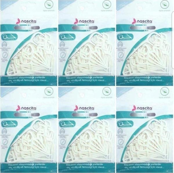 Nascita Nane Aromalı Çift Taraflı Kürdanlı Diş İpi 50'Li X 6 Paket - Image 1