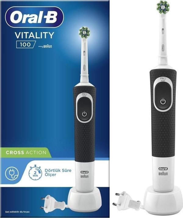 Oral-B D100 Vitality Cross Action Şarjlı Diş Fırçası - Siyah - Image 1