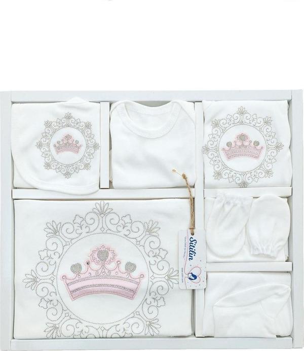 Kız Bebek İşlemeli Taçlı Hastane Çıkışı 10 Lu Yenidoğan Set STL4884 - Image 1