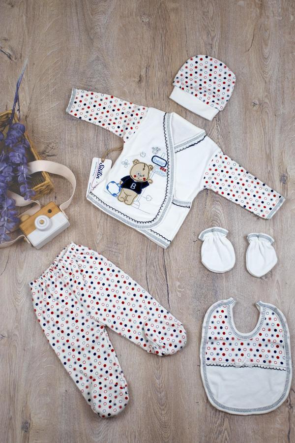 Kız Bebek Lacivert Ayı 5 Li Hastane Çıkışı Yenidoğan Seti STL6210 - Image 1