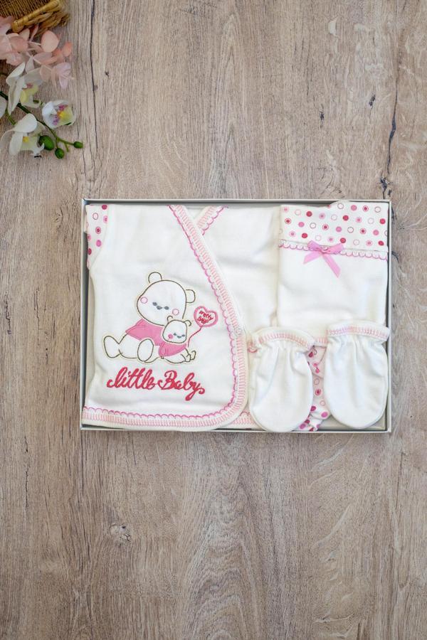 Kız Bebek Pembe Anne Ayı 5 Li Hastane Çıkışı Yenidoğan Seti STL6209 - Image 1