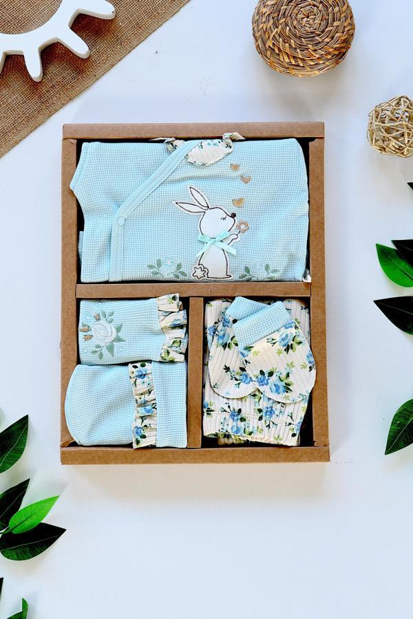 Kız Bebek Yeşil 5 Li Fistolu Dantelli Lüks Hastane Çıkışı Seti STL6502 - Image 1