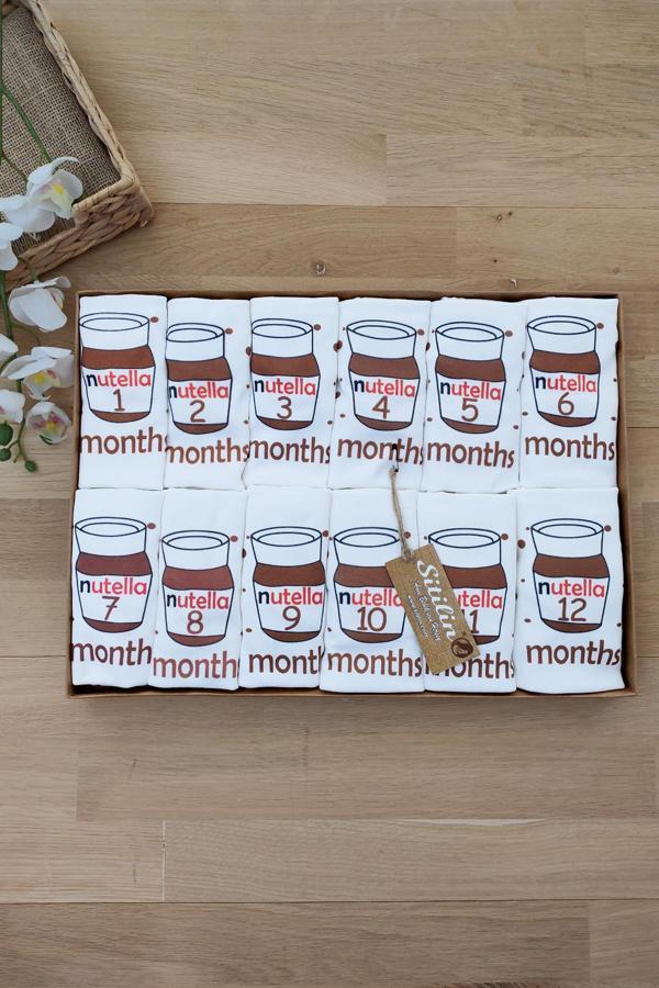 Aylık Badi Set 12 Ay Her Ay Özel Baskılı Uzun Kollu Çıtçıtlı Kız Erkek Unisex Body STL4854 - Image 1