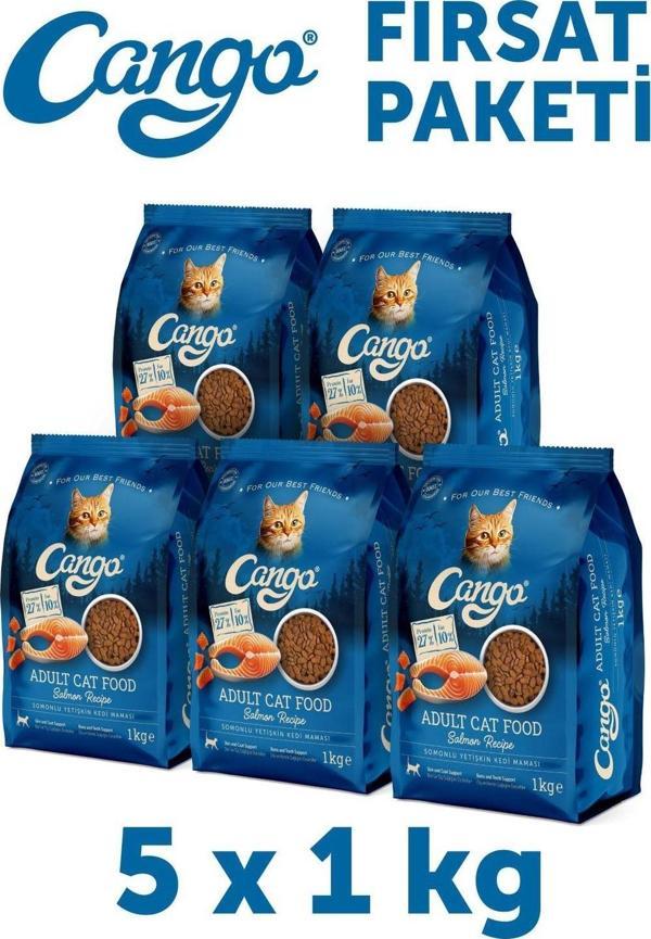Cango Yetişkin Kedi Maması Somonlu 1 Kg 5'li - Image 1
