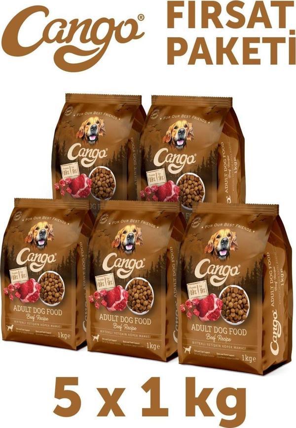 Cango Yetişkin Köpek Maması Etli Biftekli 1 Kg 5'li - Image 1