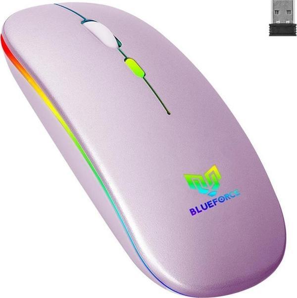 Blueforce V5.0 Bluetooth & Wireless 2,4Ghz Sessiz Kablosuz Mouse Pembe - Image 1