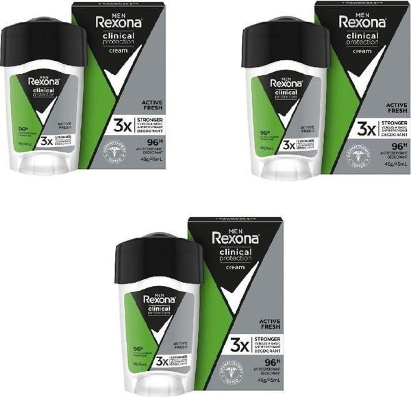 Rexona Men Deodorant Clinical Protection Active Fresh Stick 45 Ml X 3 Adet - Image 1