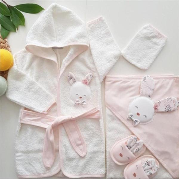 Kız Bebek Somon Havlu Bornoz Defne Sabunlu Set 826 0 3 Yaş - Image 1