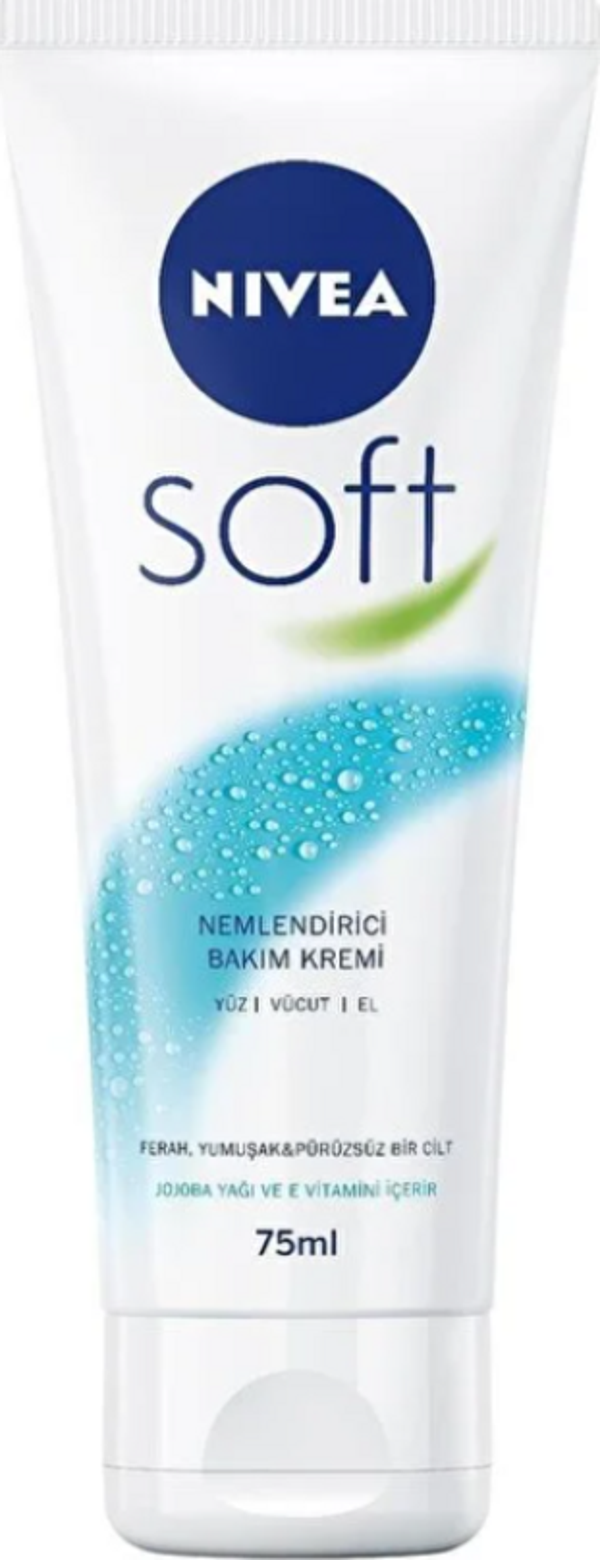 Nivea Soft Krem 75ml , Nemlendirici Bakım Kremi, Yüz, Vücut, El, Jojoba Yağı ve E Vitamini ile Cilt Bakımı - Image 1