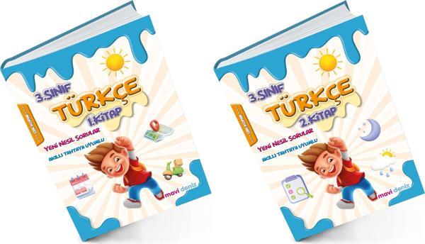 Mavi Deniz 2024 3. Sınıf Türkçe 1. Ve 2. Kitap Yeni Nesil Sorular Seti 2 Kitap - Mavi Deniz Yayınları - Image 1