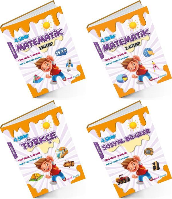 Mavi Deniz 2024 4. Sınıf Matematik + Türkçe + Sosyal Kitap Seti 4 Kitap - Mavi Deniz Yayınları - Image 1