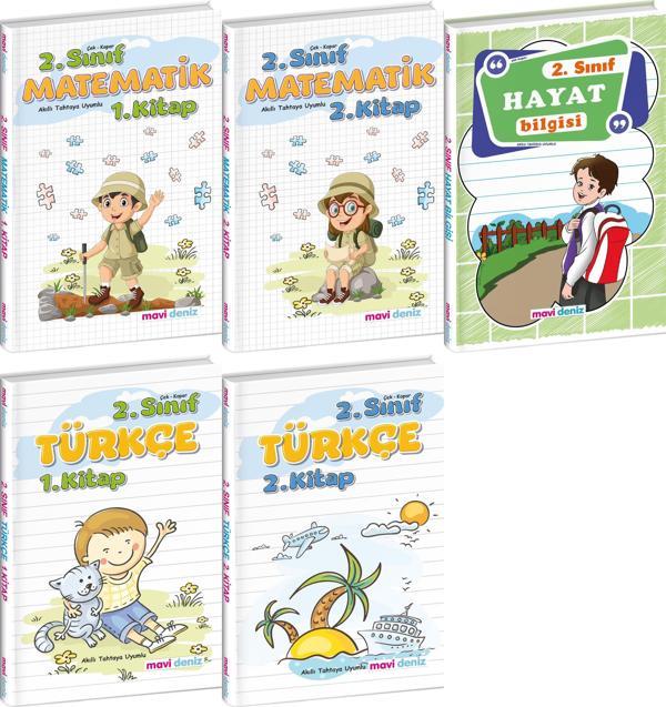 Mavi Deniz 2. Sınıf Matematik Türkçe Hayat Bilgisi Seti 5 Kitap 2023 - Mavi Deniz Yayınları - Image 1