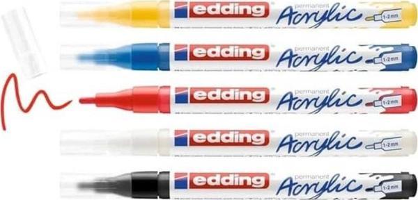 Edding 5300 Akrilik Boyama Markörü 1-2 mm 5 Renk Set Basic - Image 1