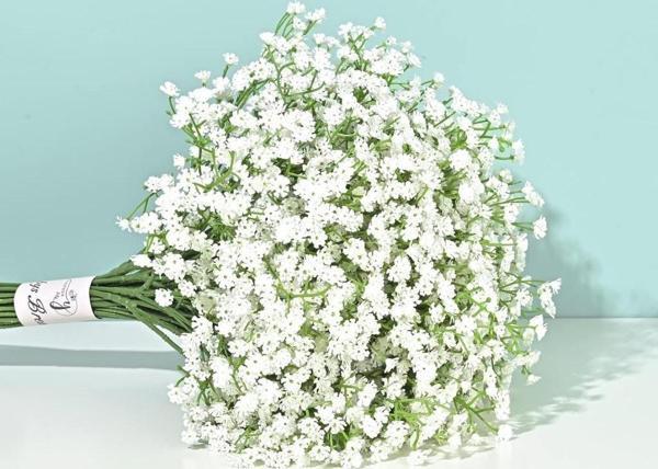 Netten Evime Yapay Çiçek Plastik Beyaz Cipso Demeti 5 Dallı Gelin Çiçeği Ve Aranjman Aradal Çiçeği 30cm - Image 1