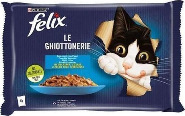 Felix Multipack Somonlu ve Ton Balıklı Yetişkin Kedi Yaş Maması 4x85 Gr 40 Adet - Image 1