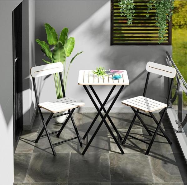 Eportatif Bahçe Masa Sandalye Bistro Takım Beyaz 1393 - Image 1