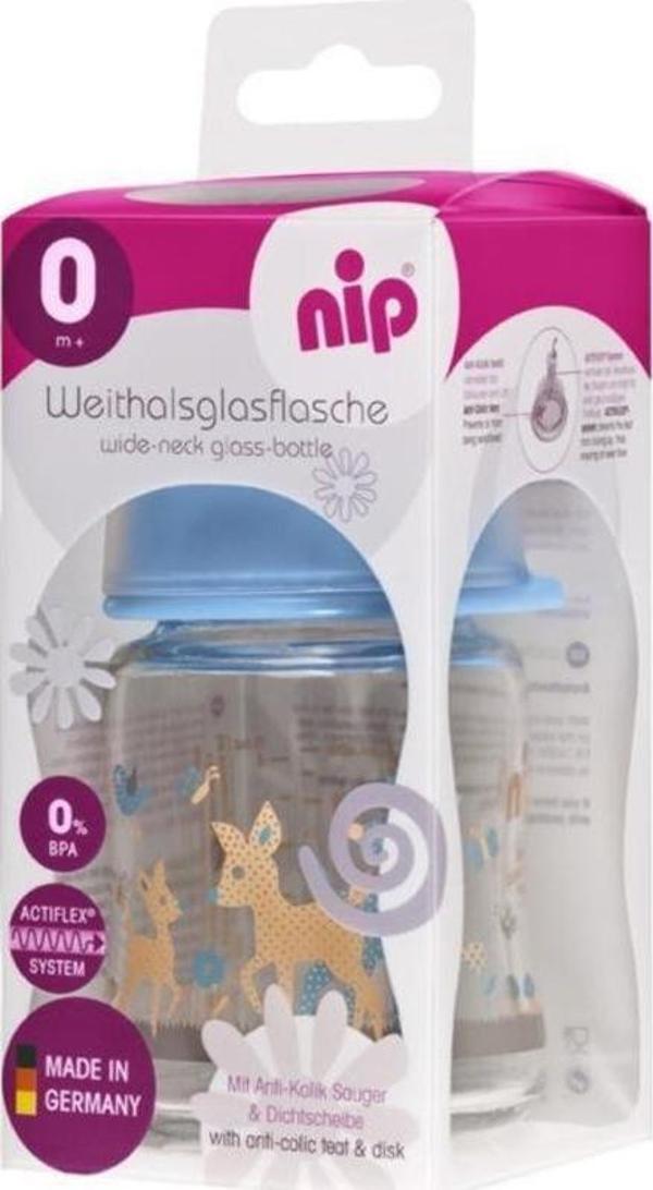 Nip Wide Neck Bottle 120 ml Antikolik Cam Biberon Erkek - Image 1