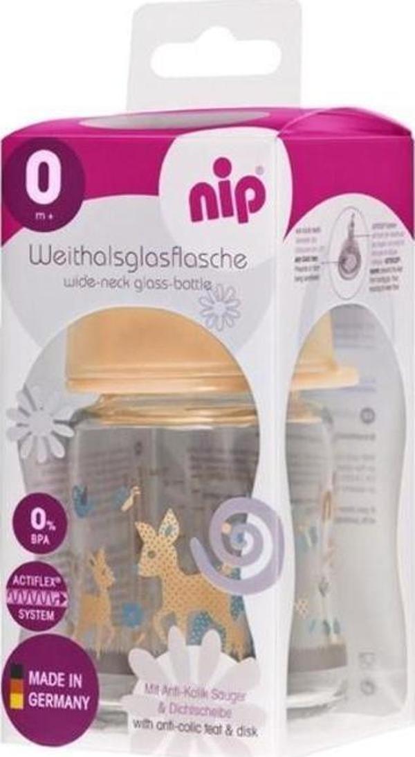 Nip Wide Neck Bottle 120 ml Antikolik Cam Biberon Kız - Image 1