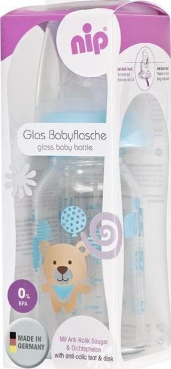 Nip Wide Neck Bottle 125 ml Antikolik Cam Biberon Erkek - Image 1