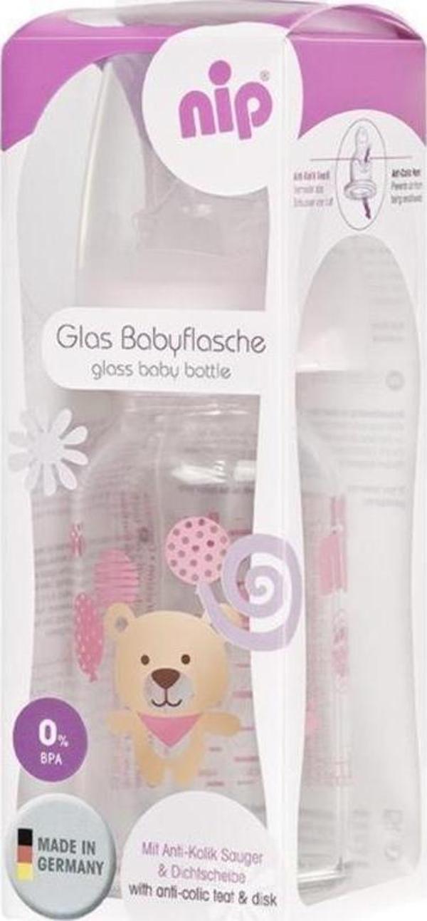 Nip Wide Neck Bottle 125 ml Antikolik Cam Biberon Kız - Image 1