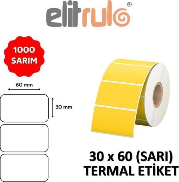 Elitrulo Barkod Etiketi 30x60 Termal SARI - 1000 Adet - Image 1