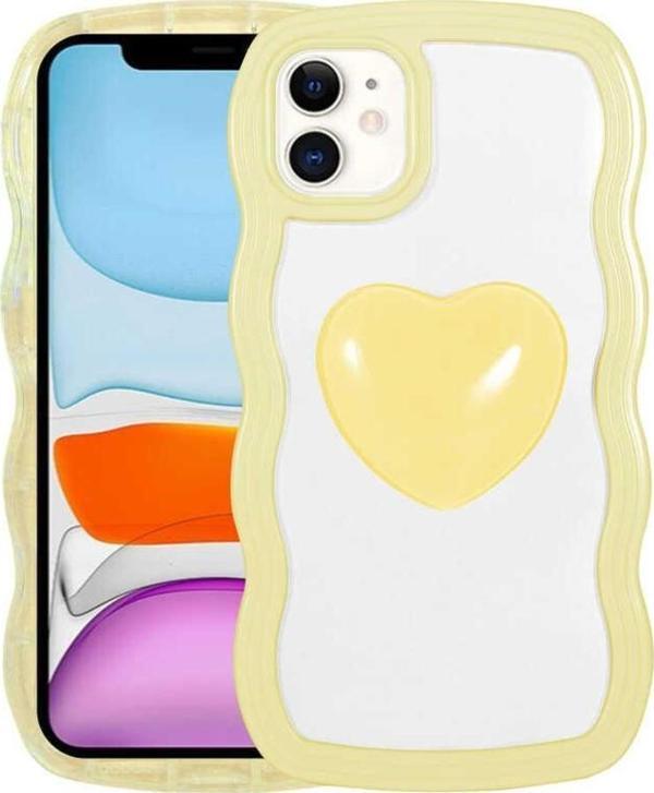 Apple iPhone 11 Kılıf Renkli Kalp Figürlü Zore Ponçik Kapak - Image 1