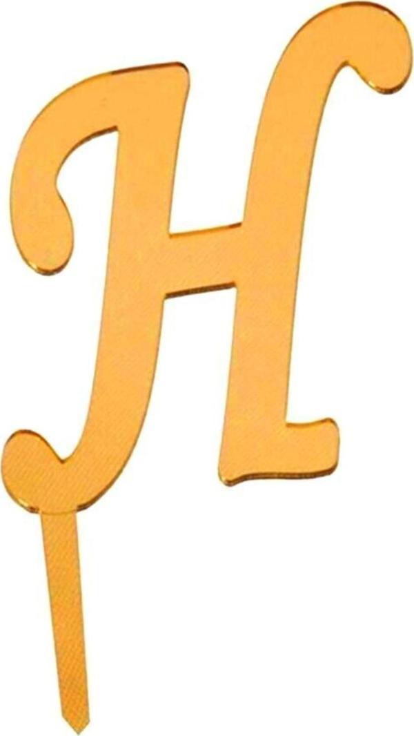 Aynalı Altın Pleksi H Harfi - Image 1